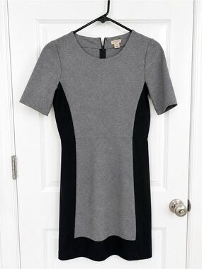 J. Crew Gray and Black Colorblock Sheath Dress